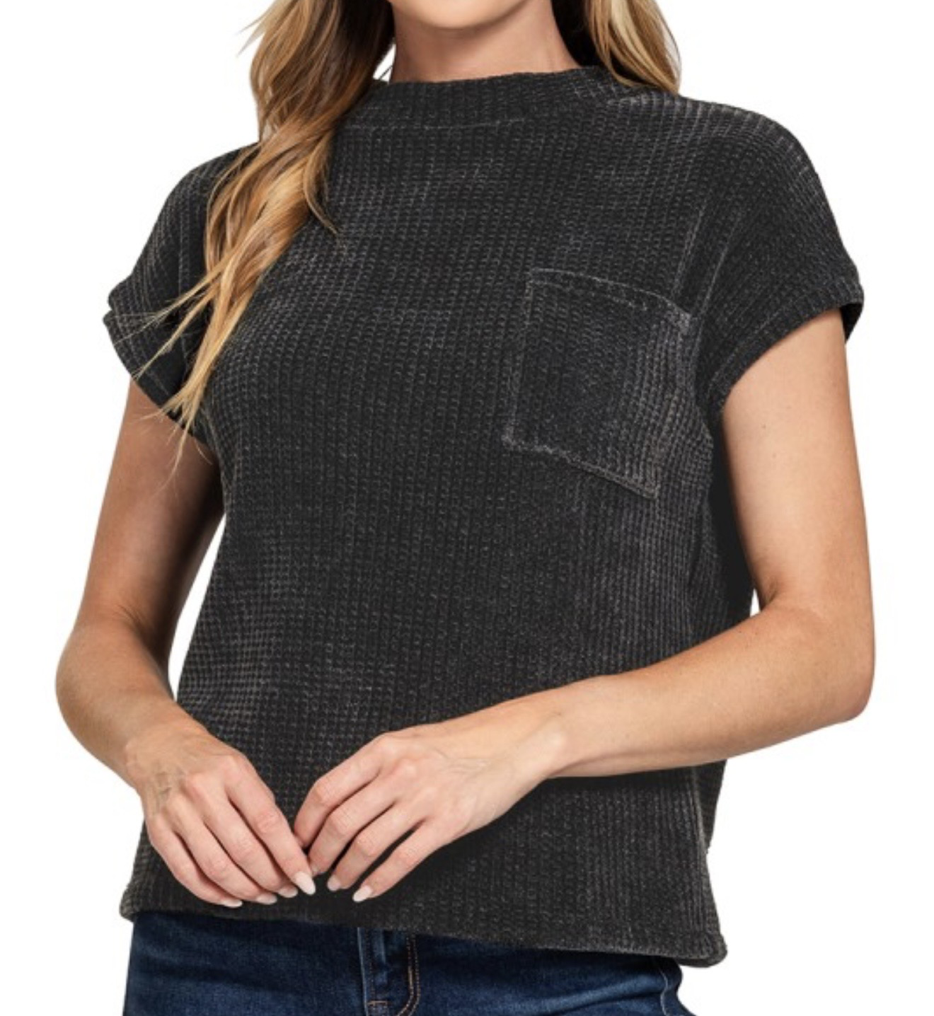 Black Short Sleeve Sweater