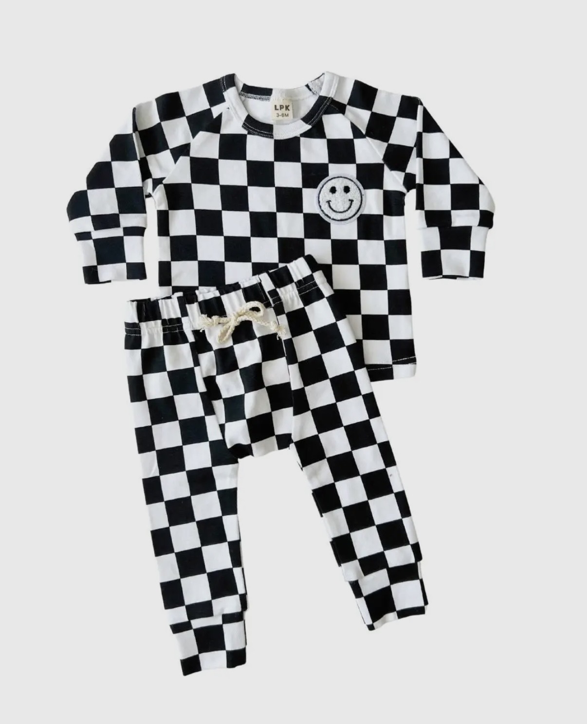 Checkered Smiley Pants Set